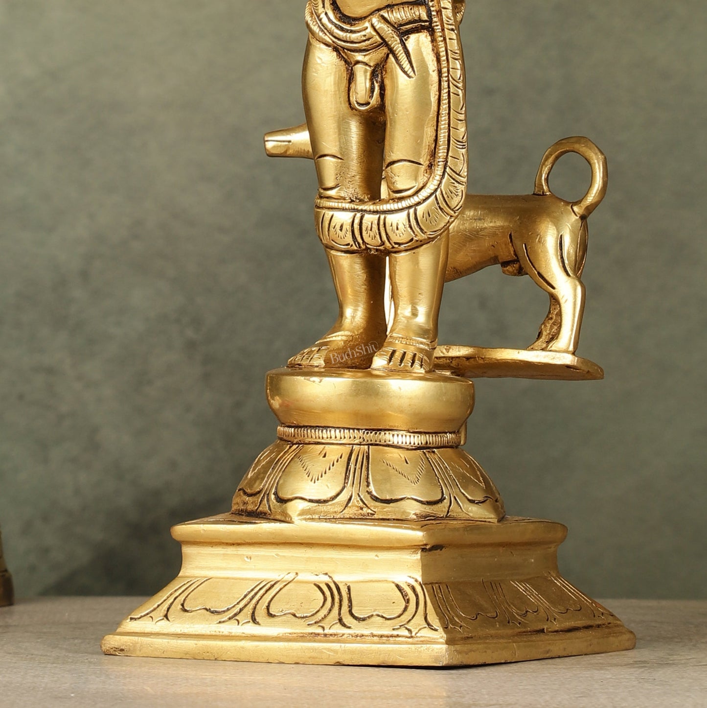 Superfine Brass Kaal Bhairava Bhairo Baba Idol with Dog 12 inch - Budhshiv.com
