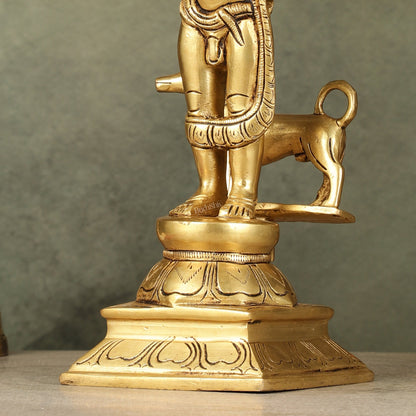 Superfine Brass Kaal Bhairava Bhairo Baba Idol with Dog 12 inch - Budhshiv.com