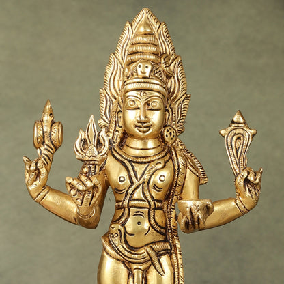 Superfine Brass Kaal Bhairava Bhairo Baba Idol with Dog 12 inch - Budhshiv.com