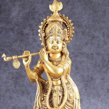 Superfine Brass Krishna Idol - 18 Inch - Budhshiv.com