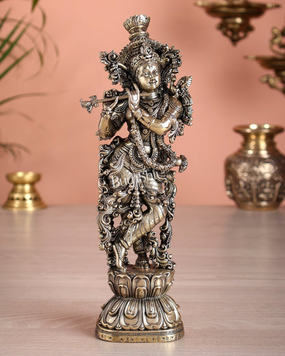 Superfine Brass Krishna Idol – 8 inch and 9.5 inch - Budhshiv.com