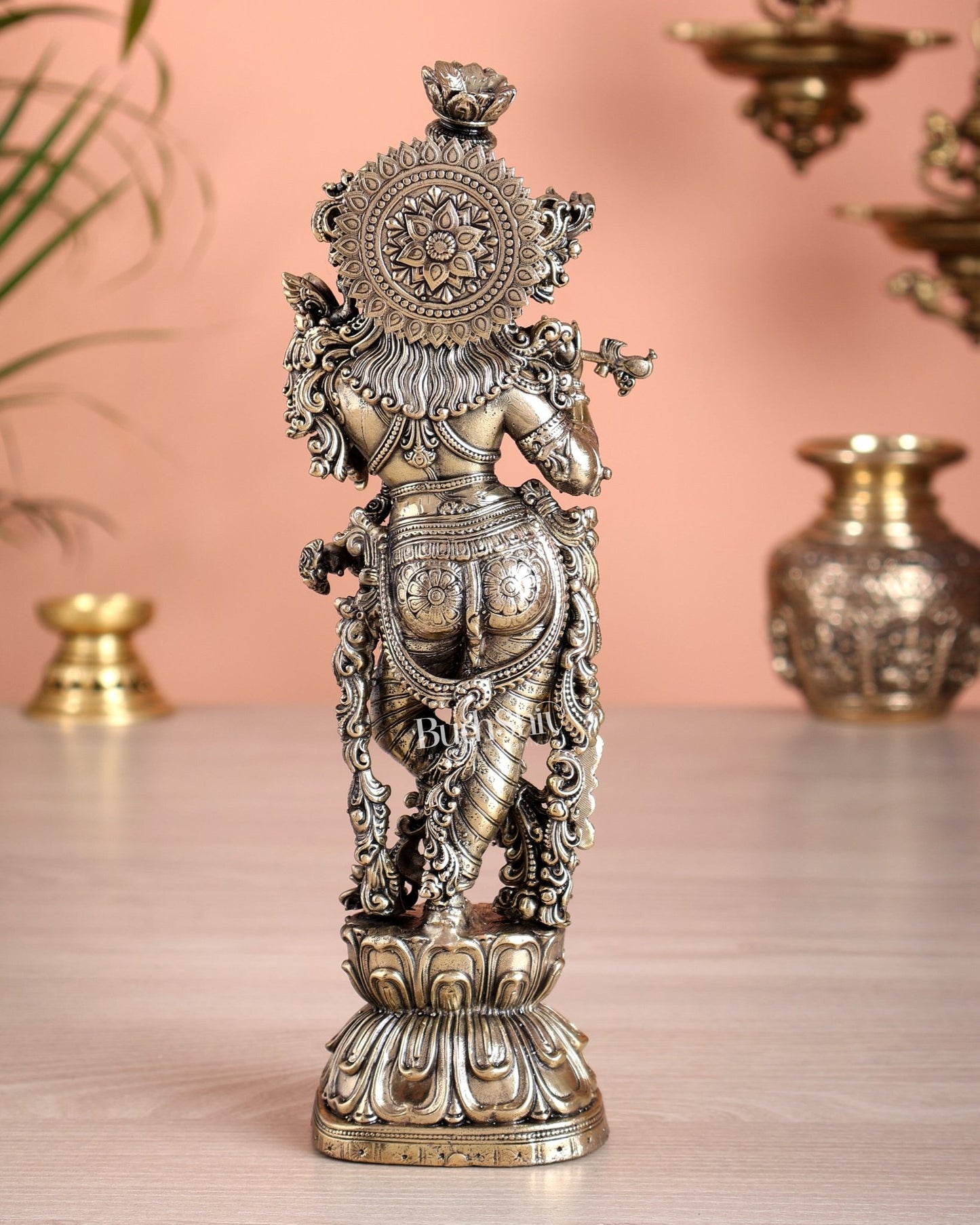 Superfine Brass Krishna Idol – 8 inch and 9.5 inch - Budhshiv.com