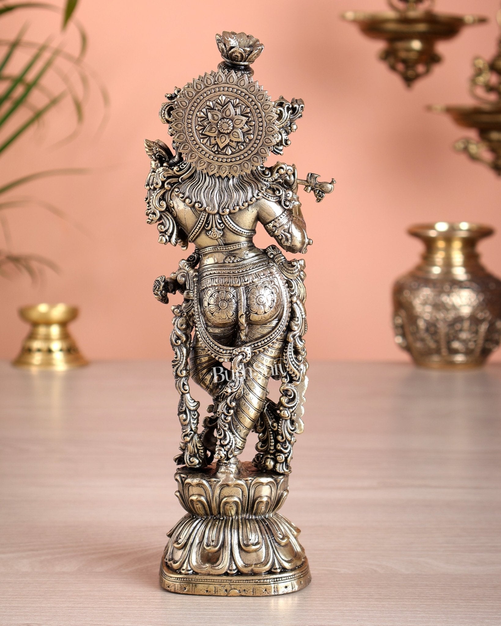 Superfine Brass Krishna Idol – 8 inch and 9.5 inch - Budhshiv.com