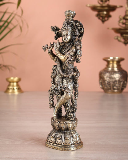Superfine Brass Krishna Idol – 8 inch and 9.5 inch - Budhshiv.com
