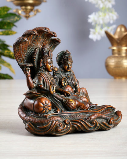 Superfine Brass Lakshmi Narayana Vishnu Idol chola tone - Budhshiv.com