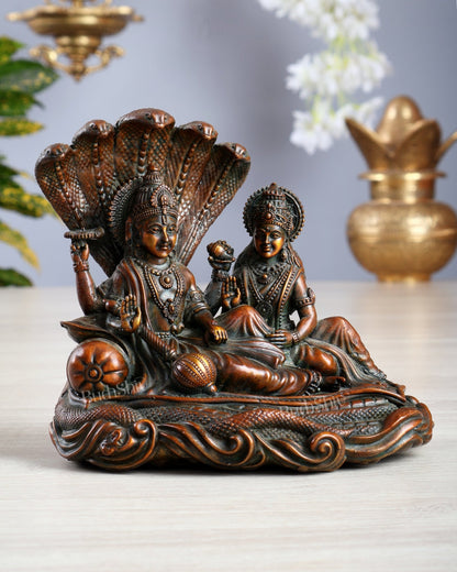 Superfine Brass Lakshmi Narayana Vishnu Idol chola tone - Budhshiv.com