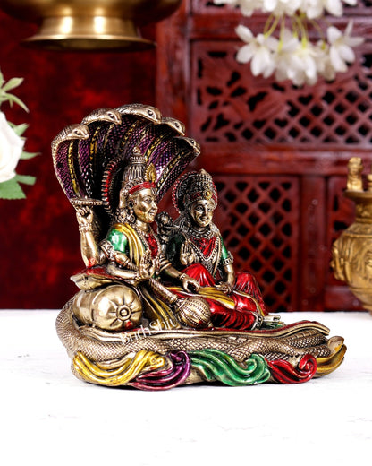 Superfine Brass Lakshmi Narayana Vishnu Idol handpainted 4 and 5.5 inch - Budhshiv.com