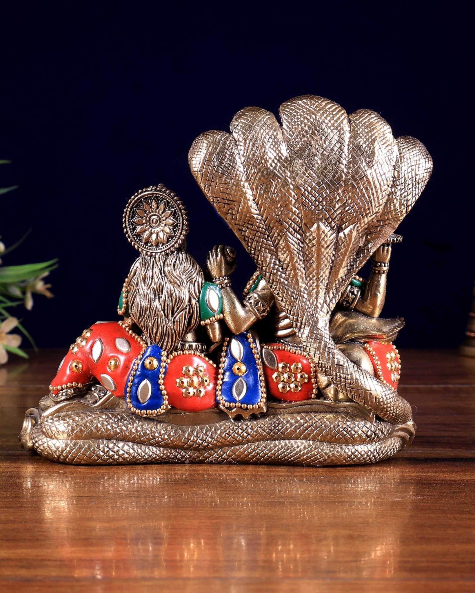 Superfine Brass Lakshmi Narayana Vishnu Idol meenakari - Budhshiv.com