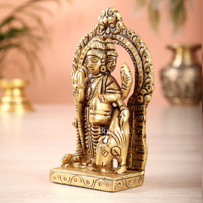 Superfine brass Lord Dattatreya Guru Idol | Height 3.5 inch - Budhshiv.com