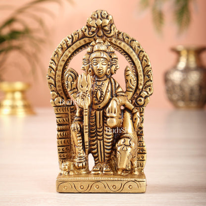 Superfine brass Lord Dattatreya Guru Idol | Height 3.5 inch - Budhshiv.com