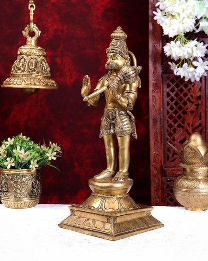Superfine Brass Lord Hanuman Idol | 16.5 inch standing form - Budhshiv.com