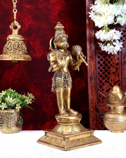 Superfine Brass Lord Hanuman Idol | 16.5 inch standing form - Budhshiv.com
