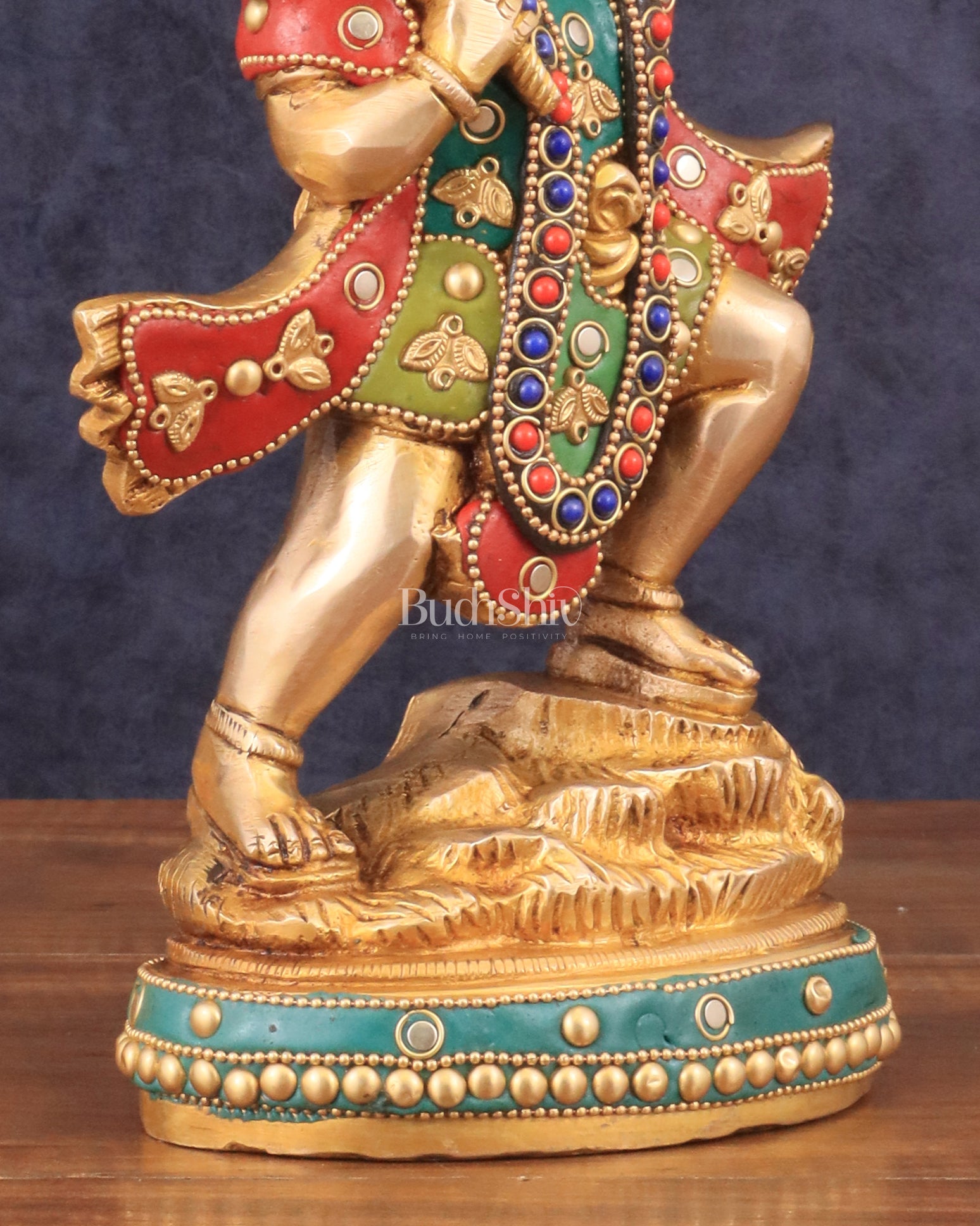 Superfine Brass Lord Hanuman with Sanjeevani Mountain 10 inch - Budhshiv.com