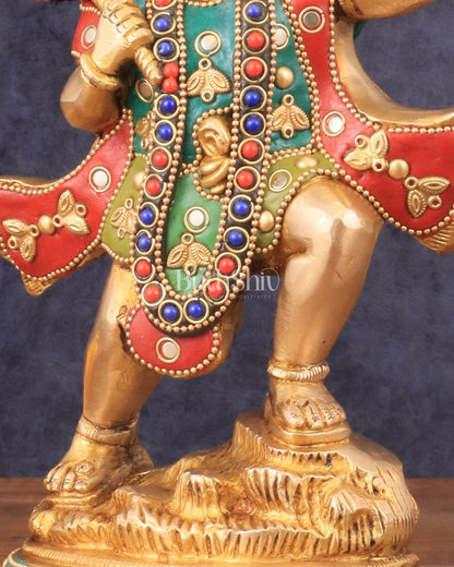 Superfine Brass Lord Hanuman with Sanjeevani Mountain 10 inch - Budhshiv.com