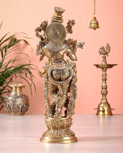 Superfine Brass Lord Krishna Idol Original statue - 14 inch - Budhshiv.com