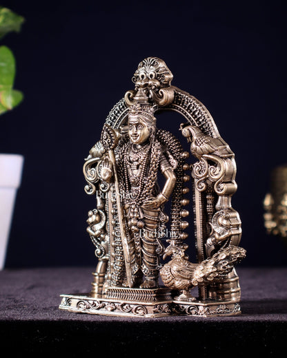 Superfine Brass Lord Murugan Idol – Intricately Crafted, 5" - Budhshiv.com