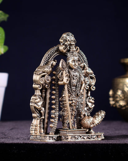 Superfine Brass Lord Murugan Idol – Intricately Crafted, 5" - Budhshiv.com
