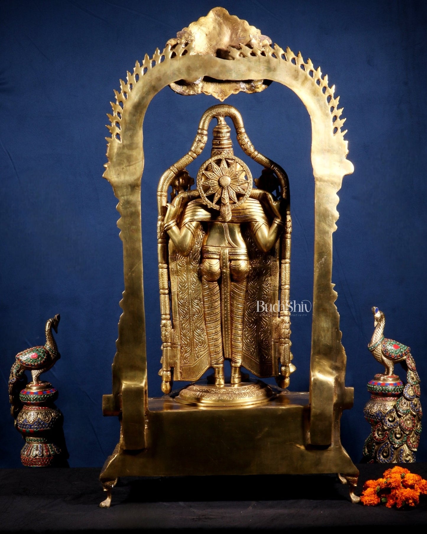 Superfine Brass Lord Tirupati Balaji Venkateshwara Swamy Idol | 37 inch - Budhshiv.com