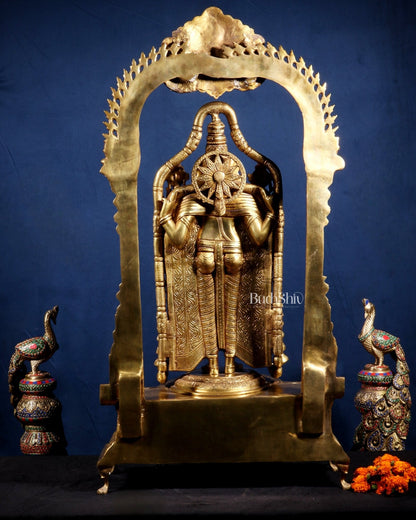 Superfine Brass Lord Tirupati Balaji Venkateshwara Swamy Idol | 37 inch - Budhshiv.com