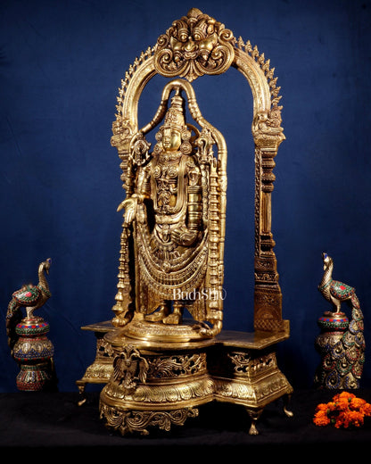 Superfine Brass Lord Tirupati Balaji Venkateshwara Swamy Idol | 37 inch - Budhshiv.com