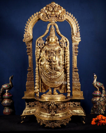 Superfine Brass Lord Tirupati Balaji Venkateshwara Swamy Idol | 37 inch - Budhshiv.com