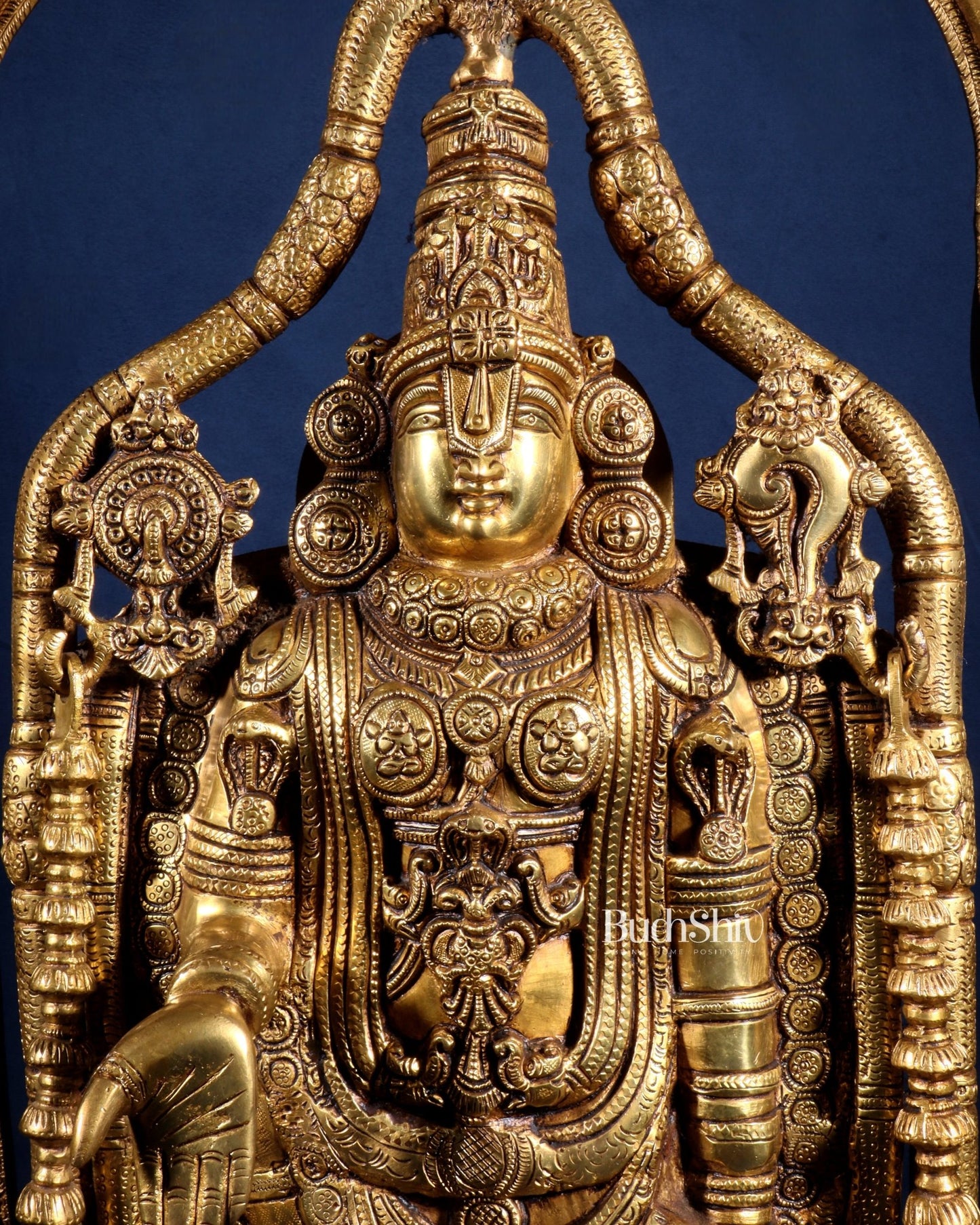 Superfine Brass Lord Tirupati Balaji Venkateshwara Swamy Idol | 37 inch - Budhshiv.com