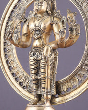Superfine Brass Lord Vishnu Statue with Sudarshan Chakra Aura - 16.5 Inch - Budhshiv.com