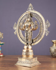 Superfine Brass Lord Vishnu Statue with Sudarshan Chakra Aura - 16.5 Inch - Budhshiv.com