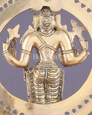 Superfine Brass Lord Vishnu Statue with Sudarshan Chakra Aura - 16.5 Inch - Budhshiv.com