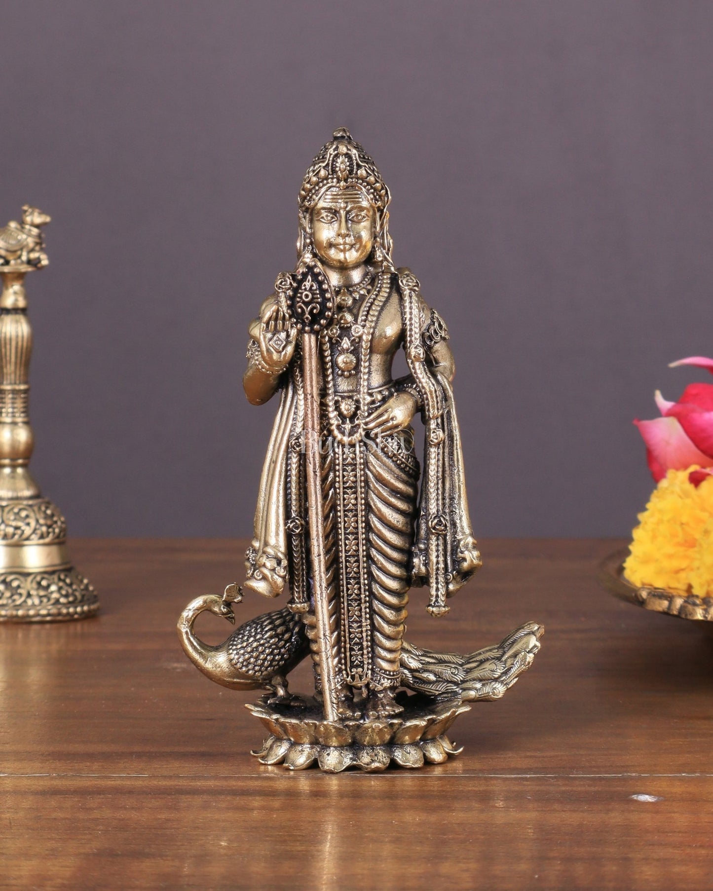 Superfine Brass Murugan Swamy Idol – Two Size Options | Intricately Crafted - Budhshiv.com