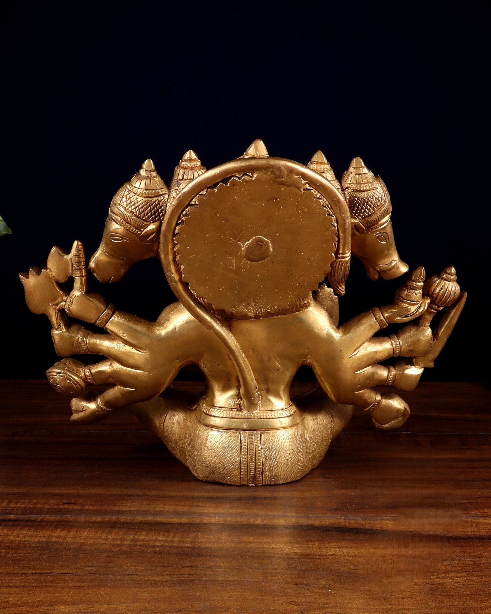 Superfine Brass Panchmukhi Hanuman with Crossed Legs 9.5" - Budhshiv.com
