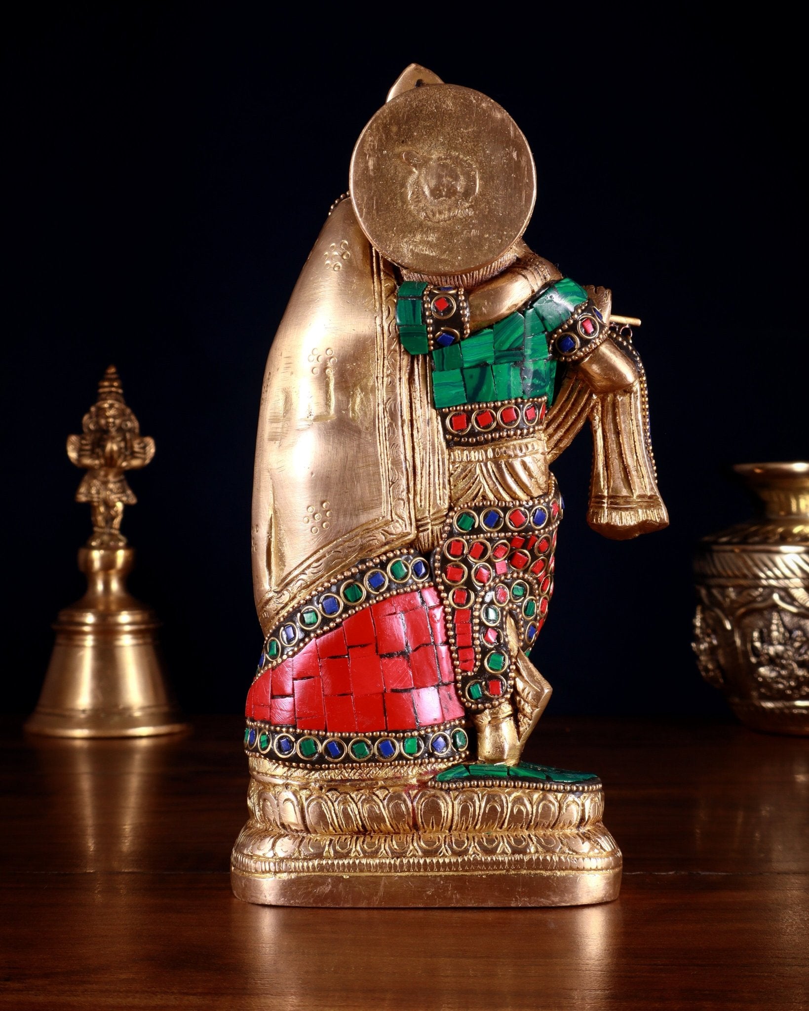 Superfine Brass Radha Krishna Idol - 9 Inch Statue - Budhshiv.com