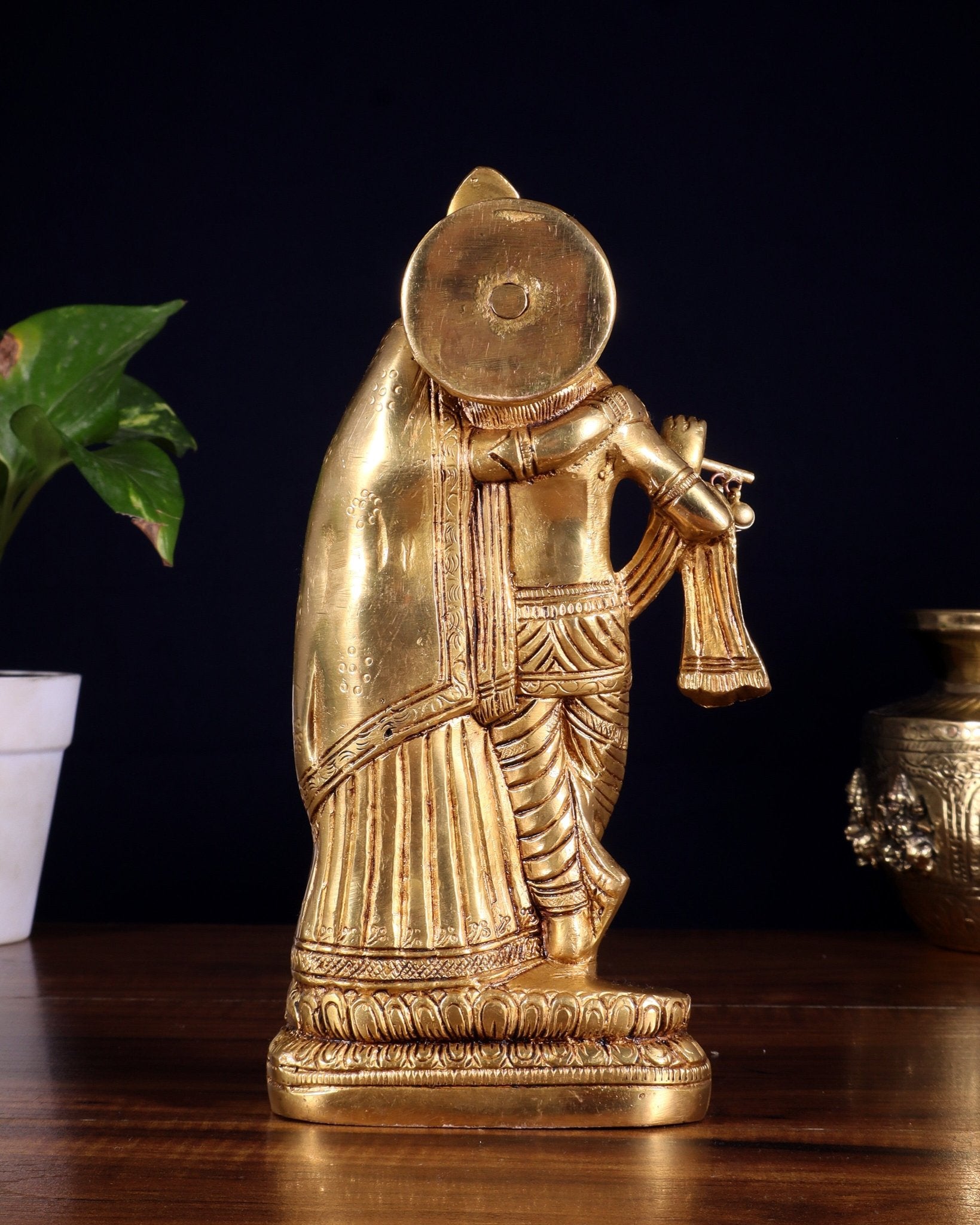 Superfine Brass Radha Krishna Idol - 9 Inch Statue - Budhshiv.com