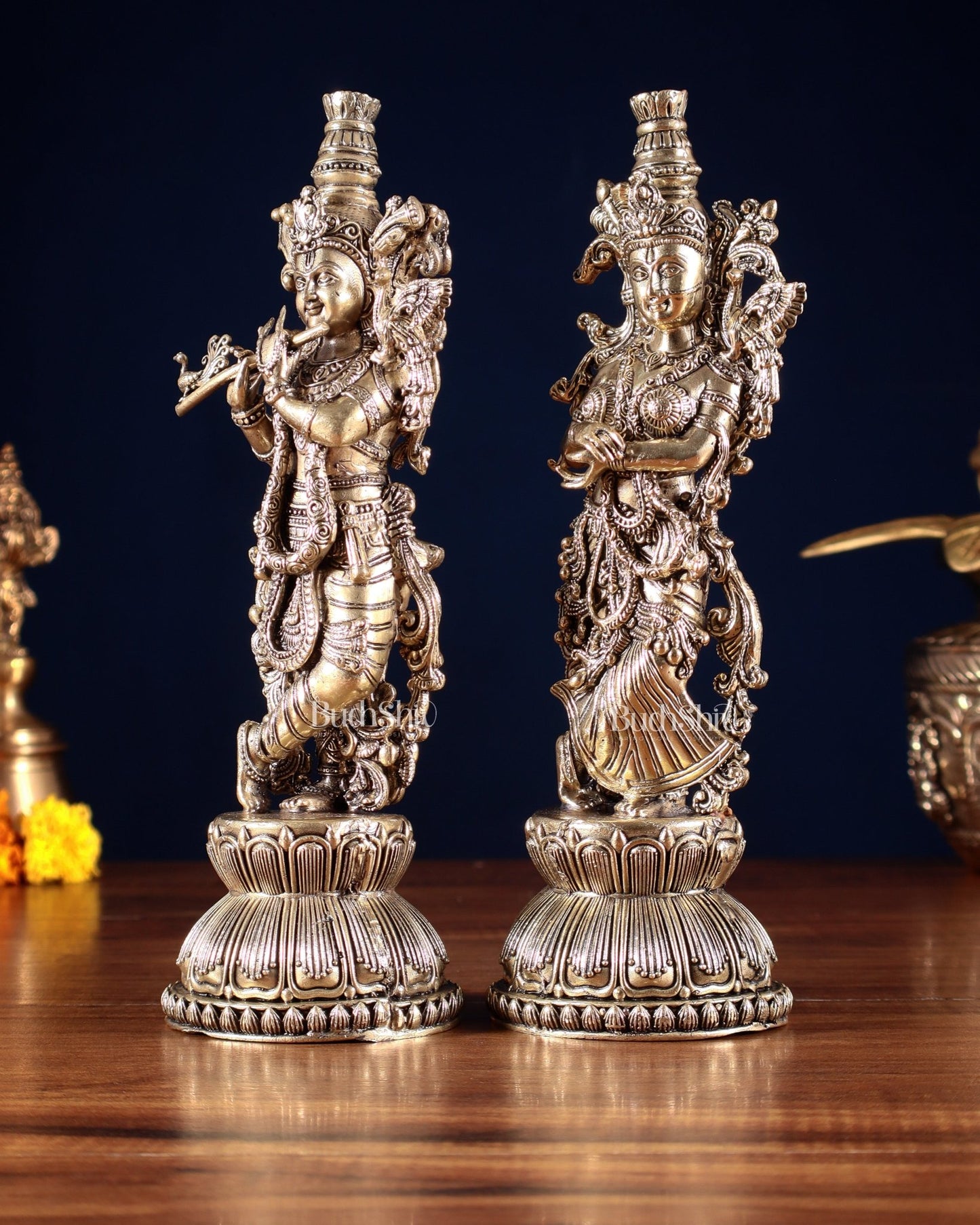 Superfine Brass Radha Krishna Idols – 9” Height - Budhshiv.com