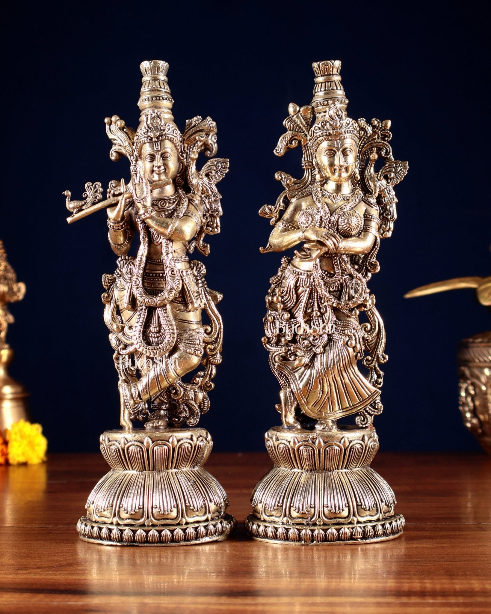 Superfine Brass Radha Krishna Idols – 9” Height - Budhshiv.com