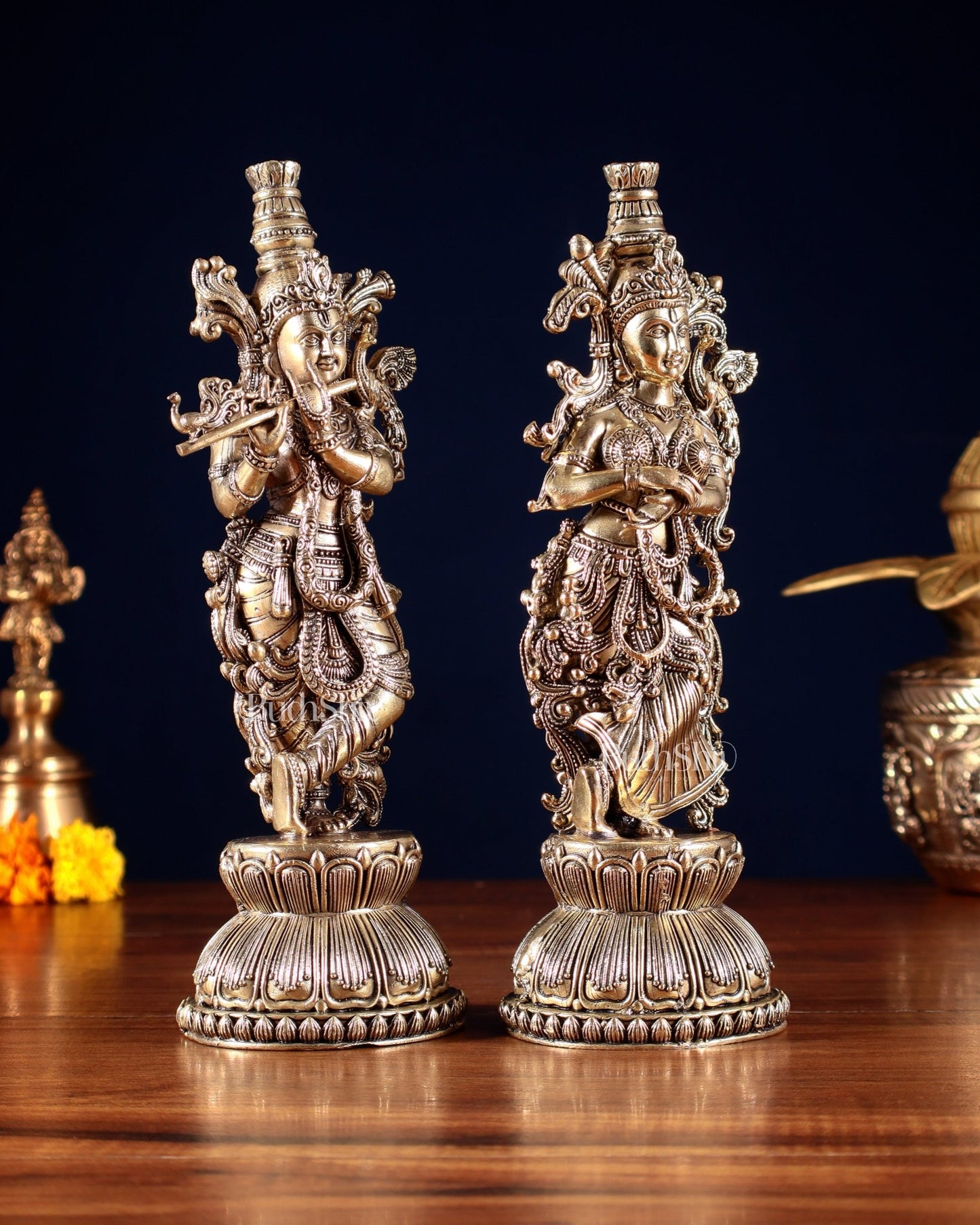 Superfine Brass Radha Krishna Idols – 9” Height - Budhshiv.com