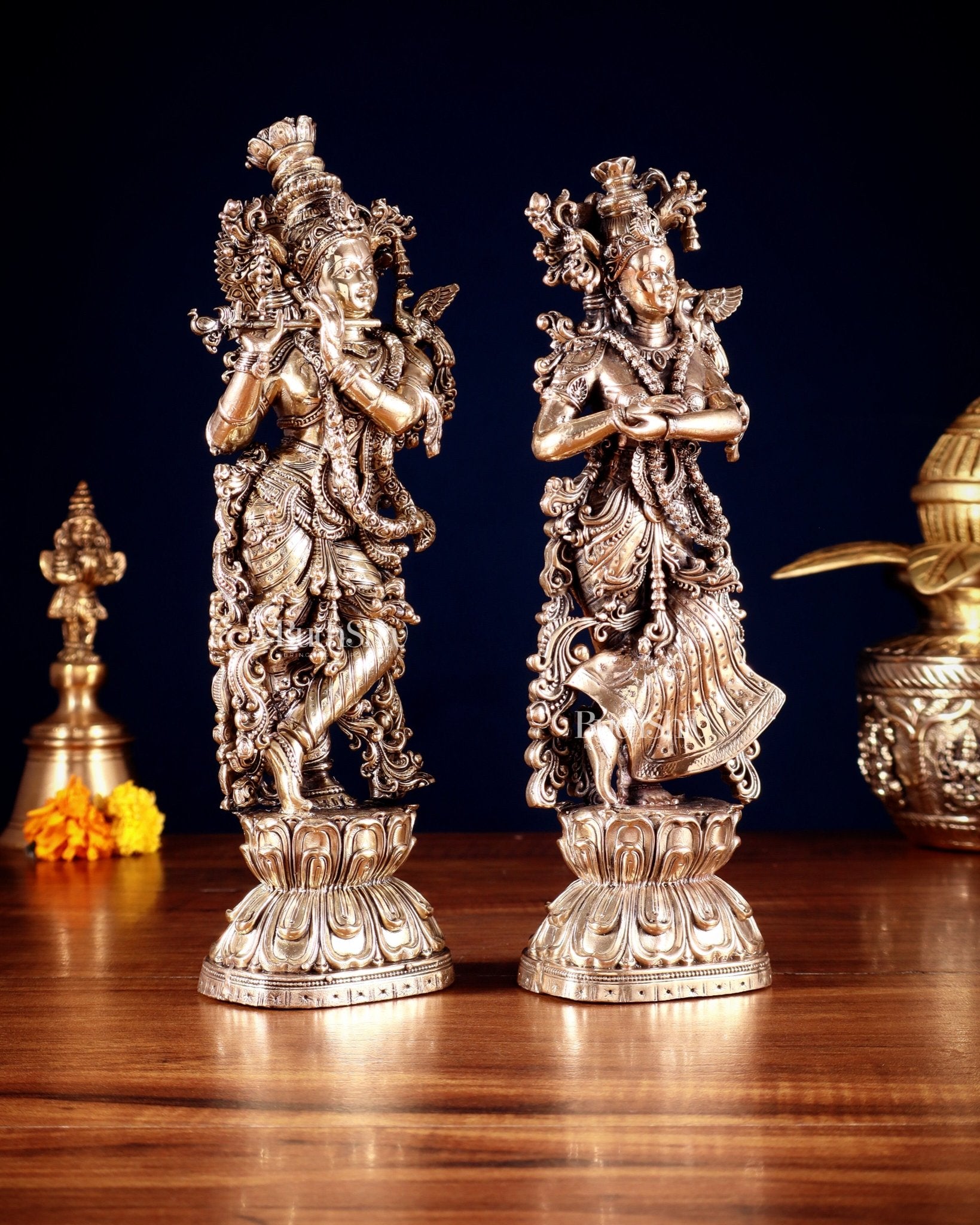 Superfine Brass Radha Krishna Idols – 9.5” Height - Budhshiv.com