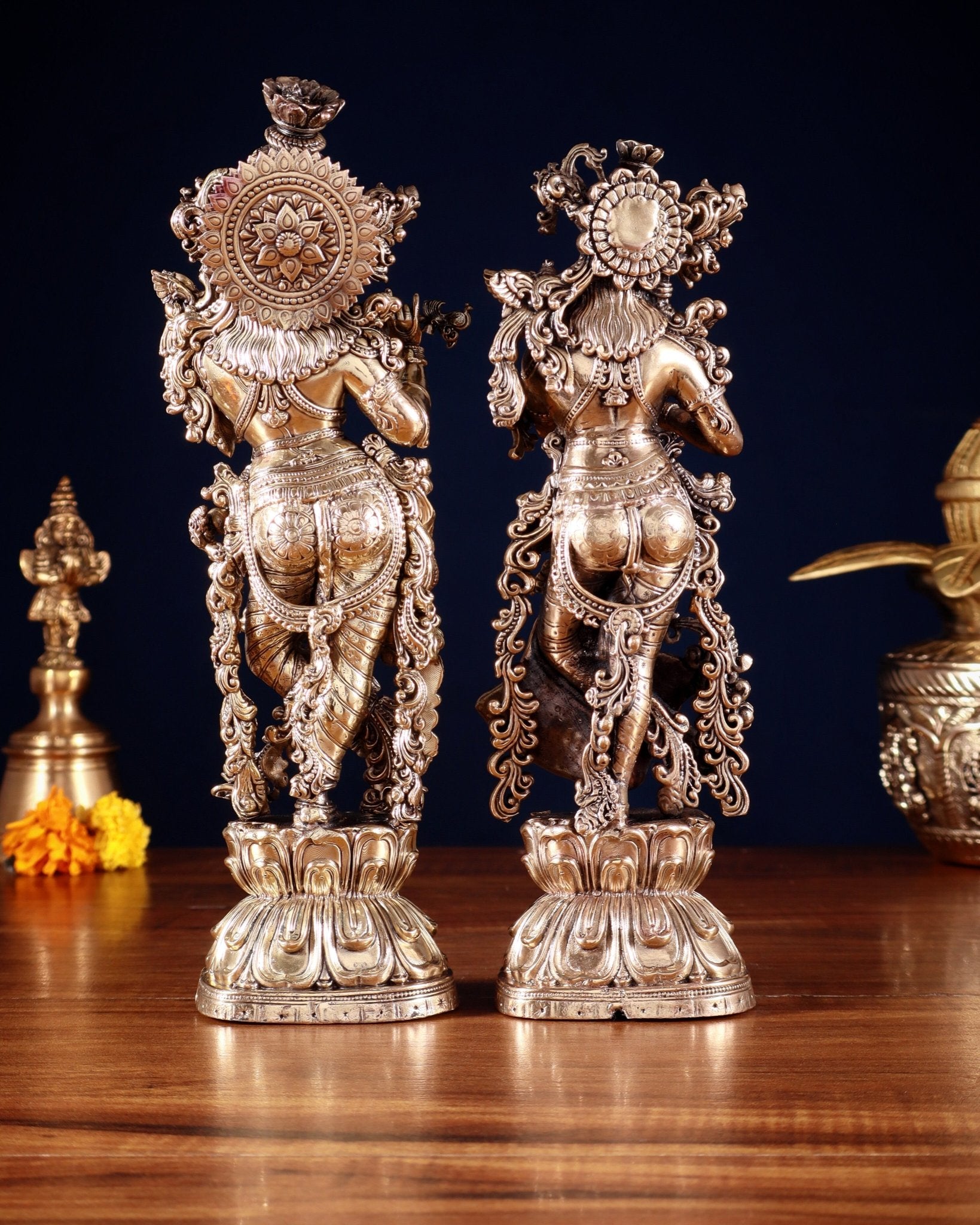 Superfine Brass Radha Krishna Idols – 9.5” Height - Budhshiv.com