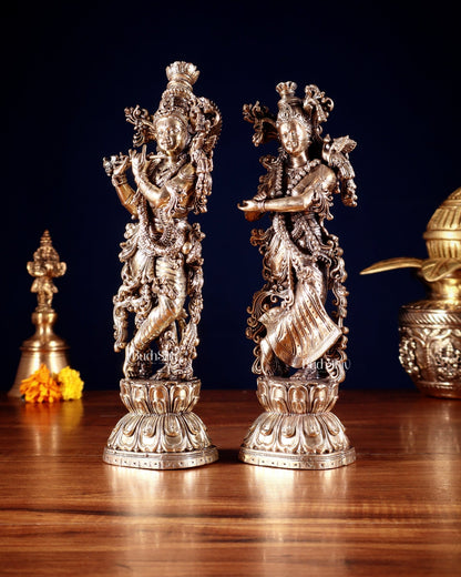 Superfine Brass Radha Krishna Idols – 9.5” Height - Budhshiv.com