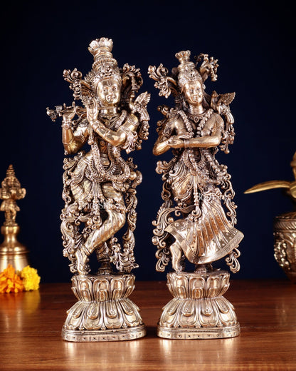 Superfine Brass Radha Krishna Idols – 9.5” Height - Budhshiv.com
