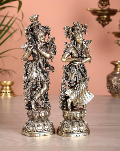 Superfine Brass Radha Krishna Idols – 9.5” Height - Budhshiv.com
