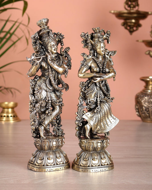 Superfine Brass Radha Krishna Idols – 9.5” Height - Budhshiv.com