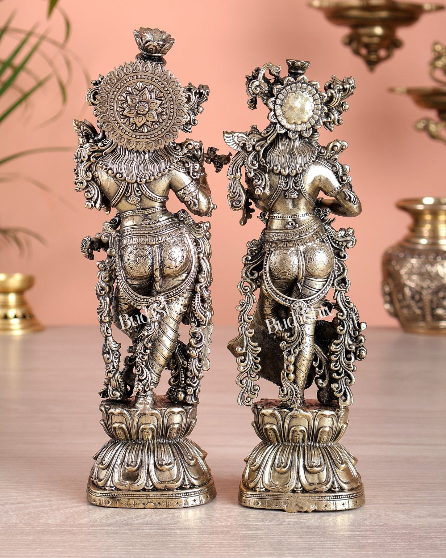 Superfine Brass Radha Krishna Idols – 9.5” Height - Budhshiv.com