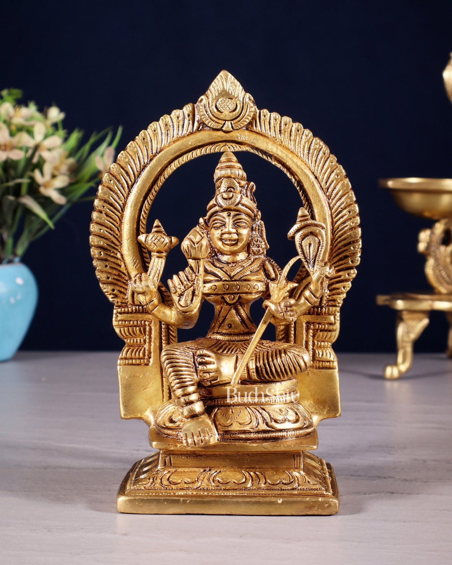Superfine Brass Rajarajeshwari Tirupur Sundari Lalita Devi Idol | Height 6 inch - Budhshiv.com