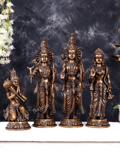 Superfine Brass Rama Darbar Idols Set - 20 inch antique tone - Budhshiv.com