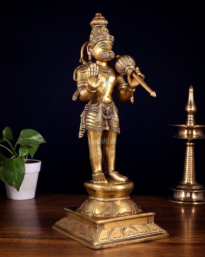 Superfine Brass Standing Lord Hanuman Idol | 16.5 inch - Budhshiv.com