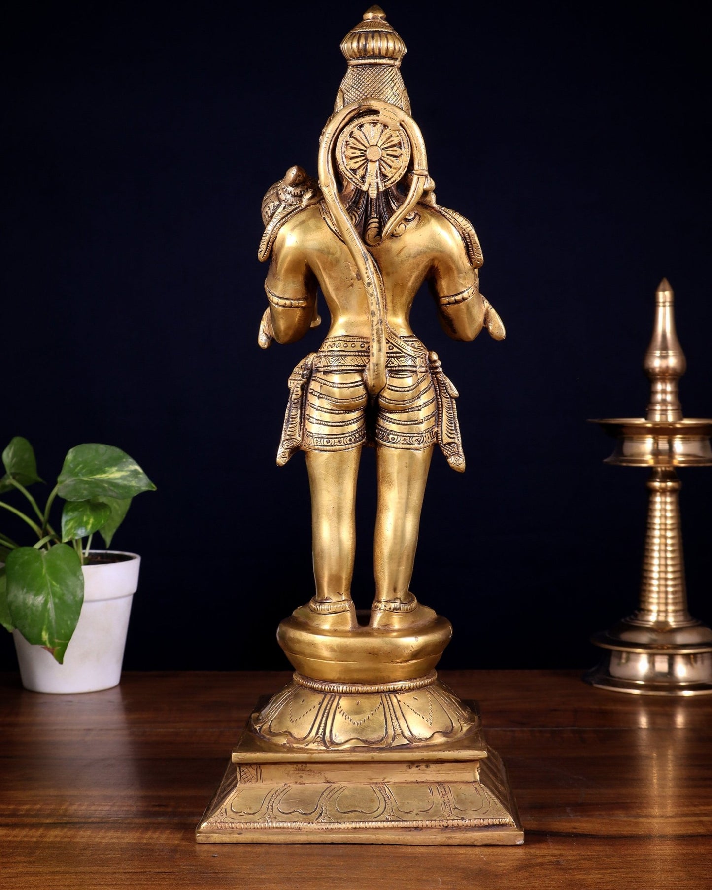 Superfine Brass Standing Lord Hanuman Idol | 16.5 inch - Budhshiv.com