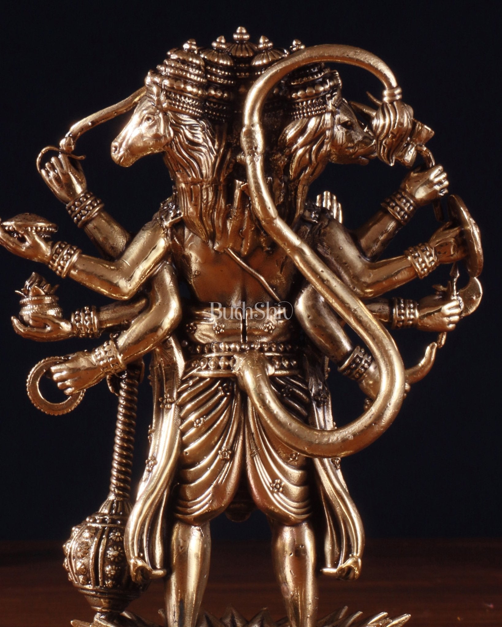 Superfine Brass Standing Panchmukhi Hanuman Idol – 5 Inch - Budhshiv.com