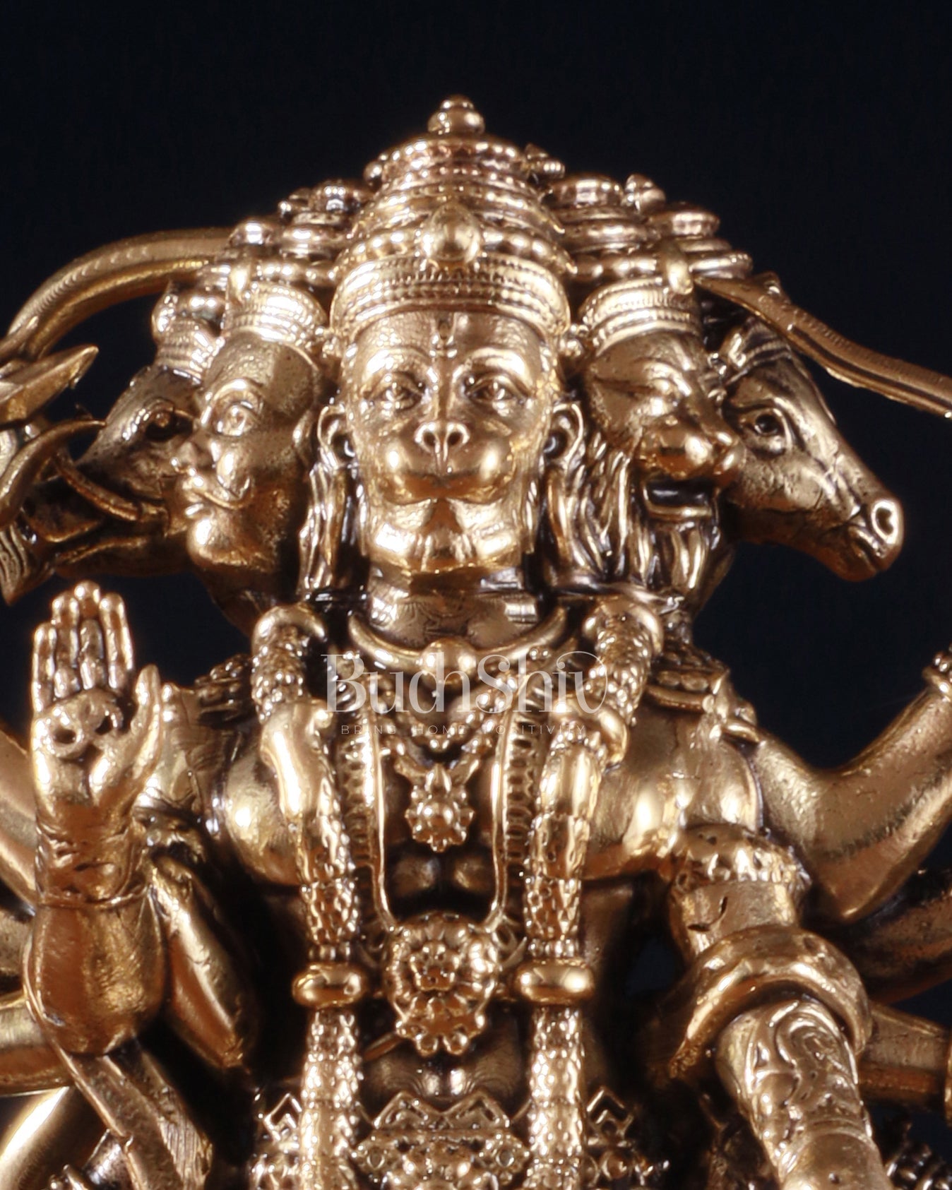 Superfine Brass Standing Panchmukhi Hanuman Idol – 5 Inch - Budhshiv.com
