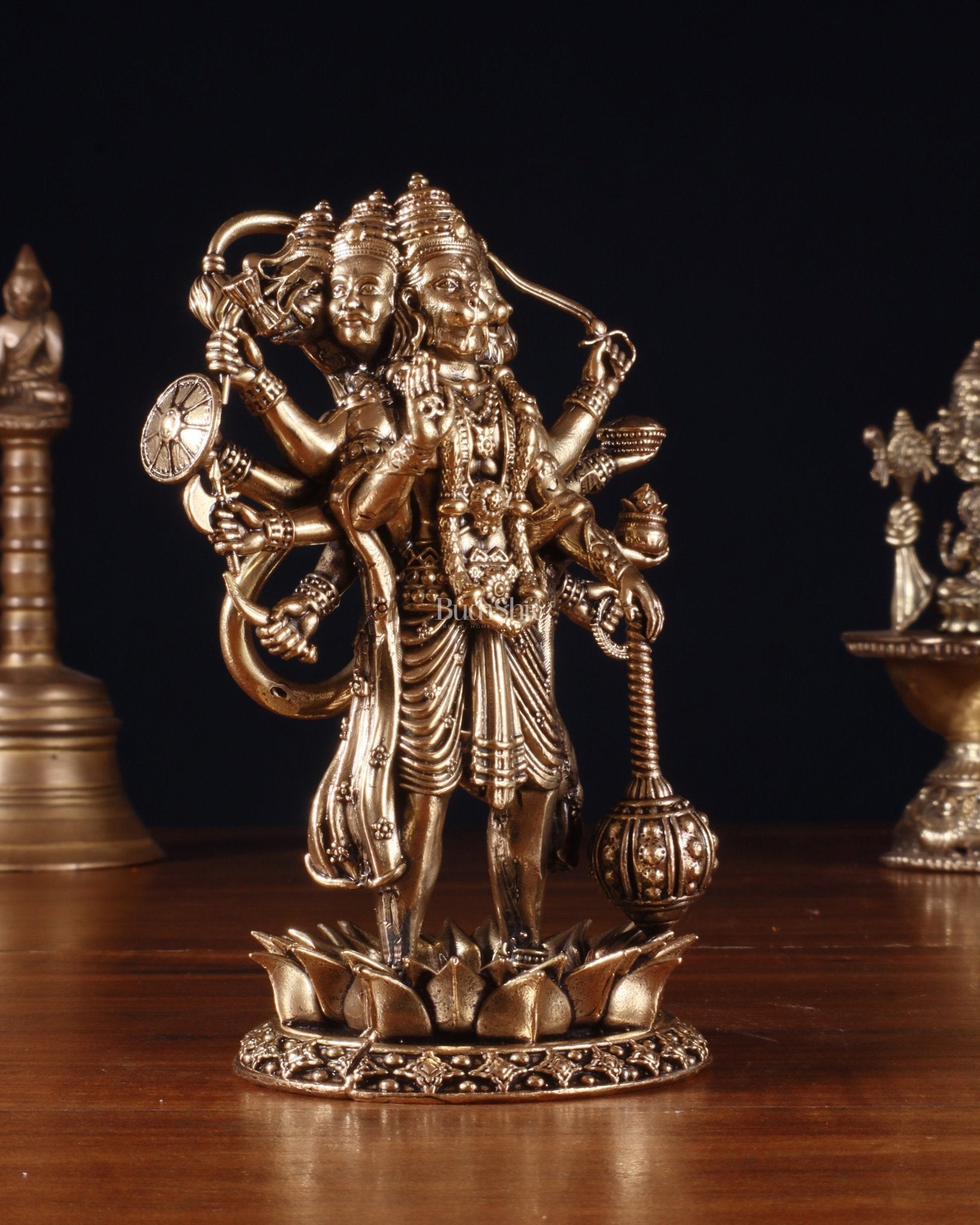 Superfine Brass Standing Panchmukhi Hanuman Idol – 5 Inch - Budhshiv.com